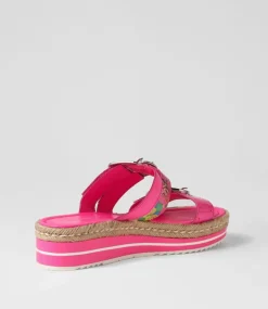Abbas Hot Pink Patent Multi Slides