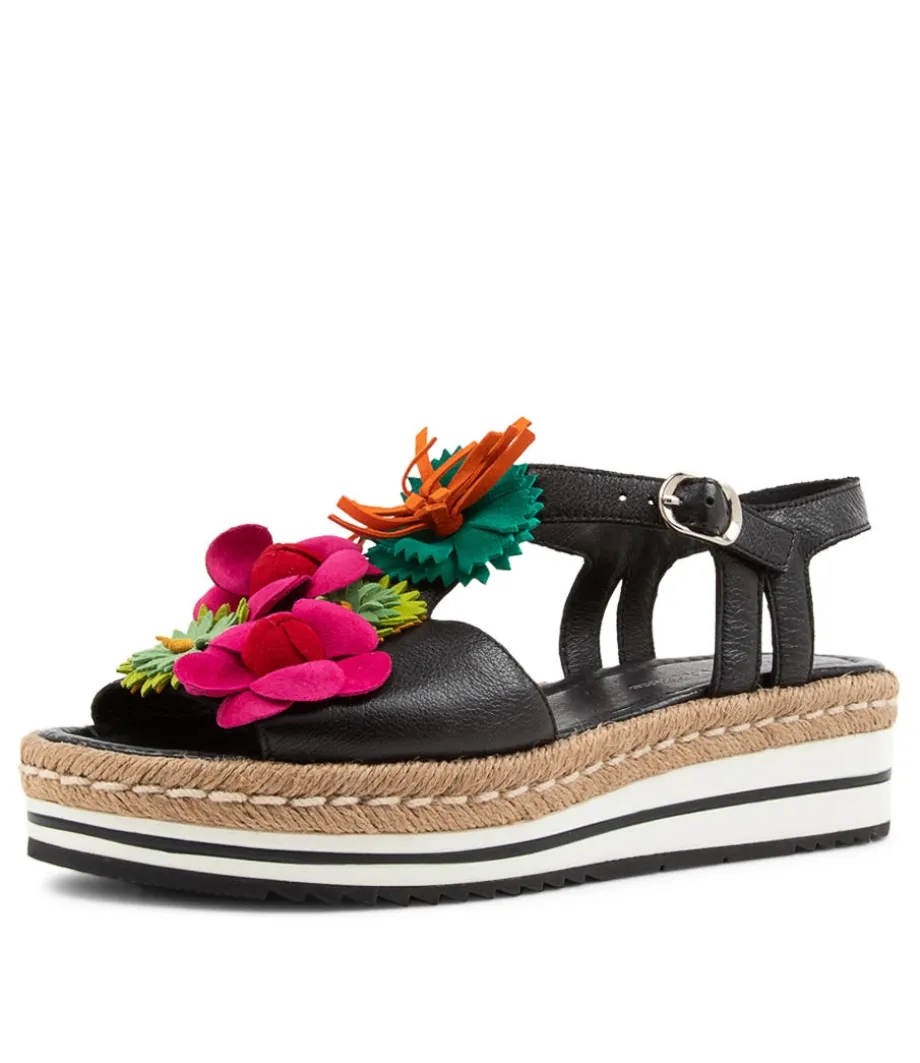 Abela Black Multi Leather Sandals