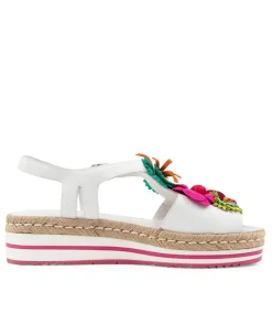 Abela White Multi Leather Sandals