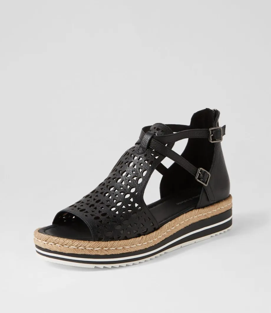 Accra Black Leather Espadrilles