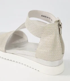 Adabela Silver White Cut Leather Sandals