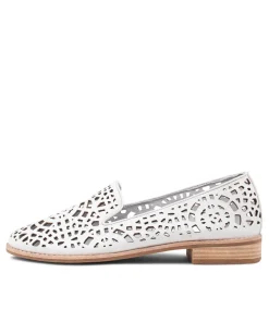 Adaring White Leather Loafers