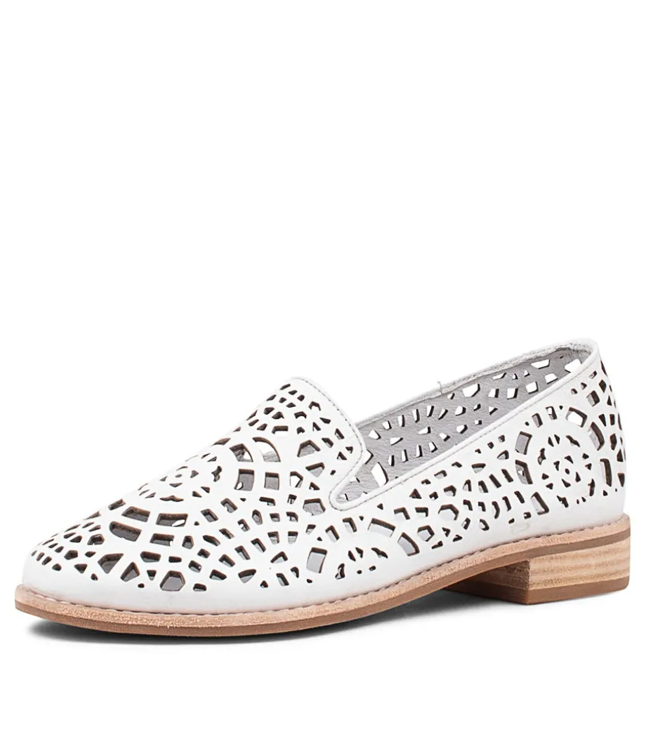 Adaring White Leather Loafers