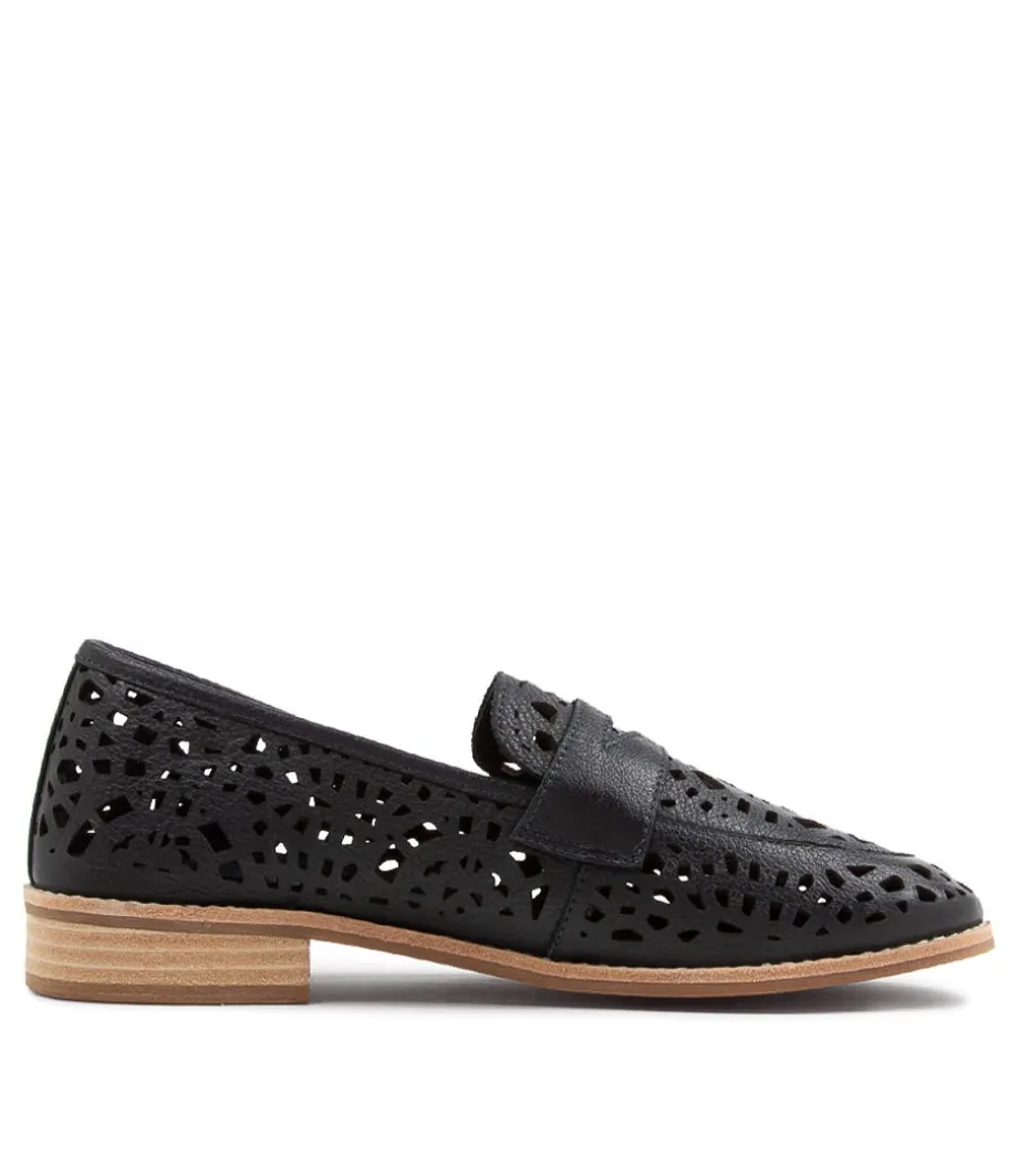 Addah Navy Leather Loafers