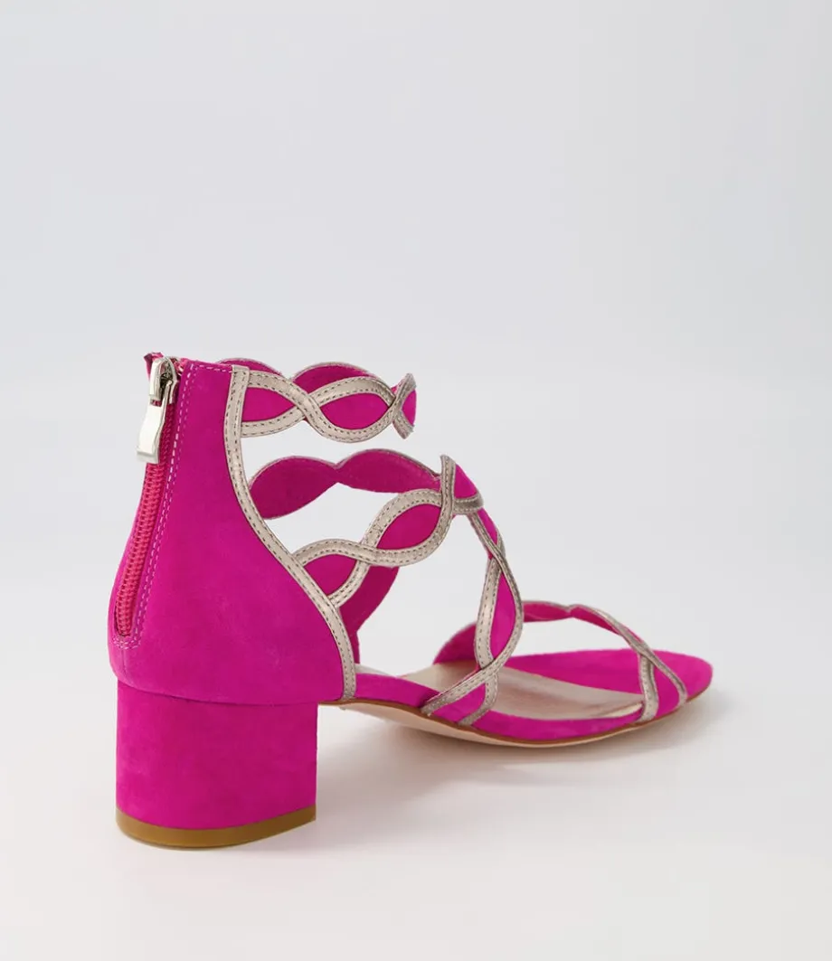Ailani Fuchsia Platino Suede Leather Sandals