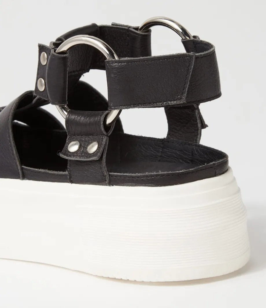 Akash Black White Leather Sneakers