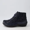 Alexia Xw Navy Patent Suede Lace Up Boots