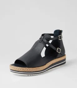 Alexys Lrg Navy Leather Espadrilles