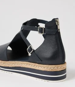 Alexys Lrg Navy Leather Espadrilles