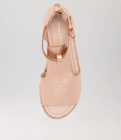 Alexys Pale Rose Gold Rope Leather Sandals