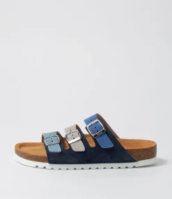 Alfy Blau Kombi Suede Sandals