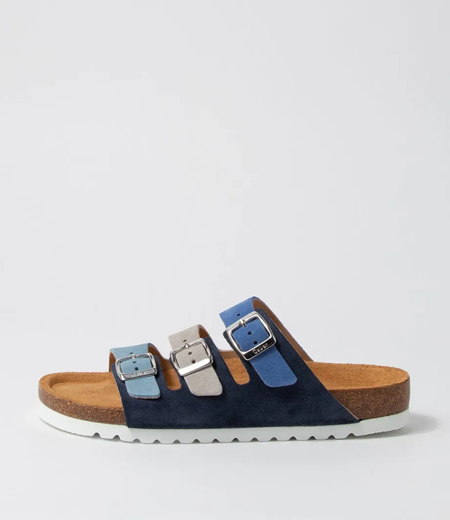 Alfy Blau Kombi Suede Sandals