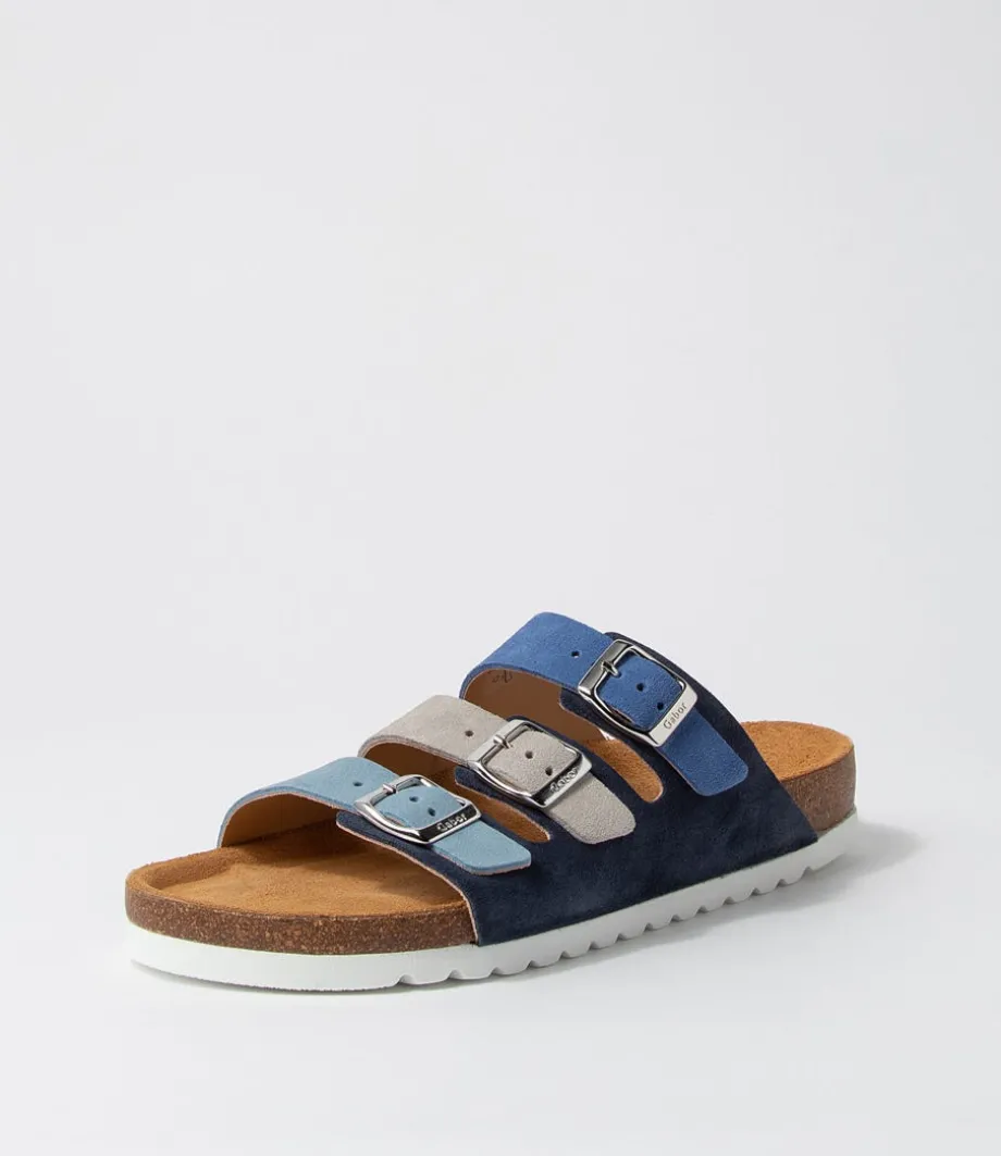 Alfy Blau Kombi Suede Sandals