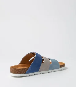 Alfy Blau Kombi Suede Sandals