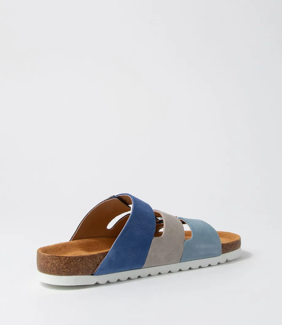 Alfy Blau Kombi Suede Sandals