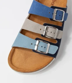 Alfy Blau Kombi Suede Sandals