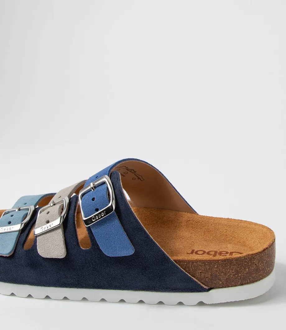 Alfy Blau Kombi Suede Sandals