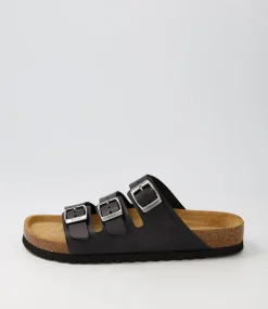 Alfy Schwarz Leather Sandals