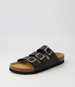 Alfy Schwarz Leather Sandals