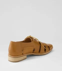 Alisane Tan Leather Lace Up Flats