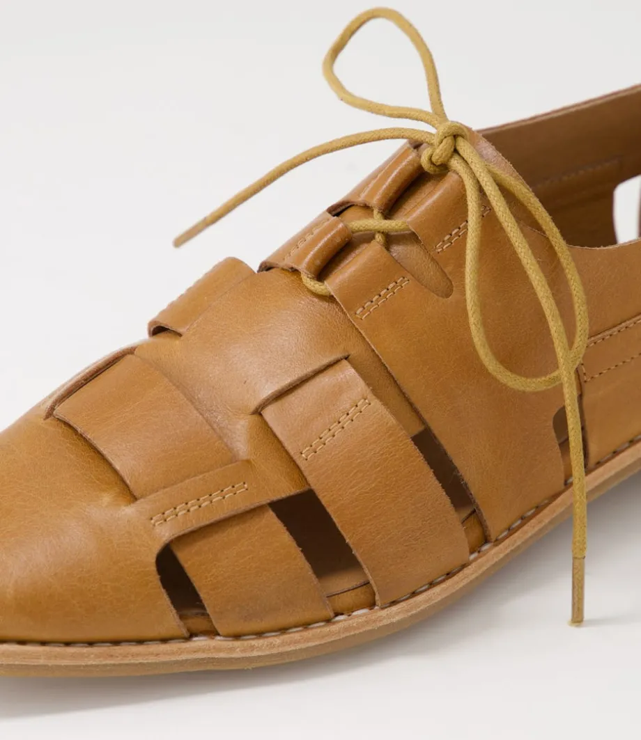 Alisane Tan Leather Lace Up Flats