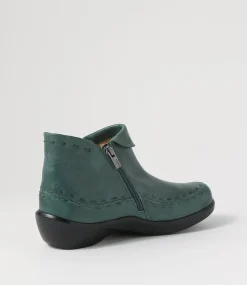 Alliee Xw Dark Emerald Leather Ankle Boots