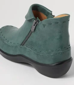Alliee Xw Dark Emerald Leather Ankle Boots