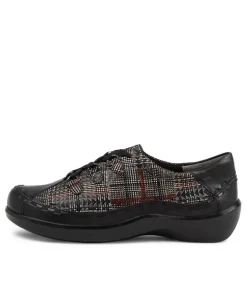 Allsorts W Black Check Leather Lace-Up Shoes
