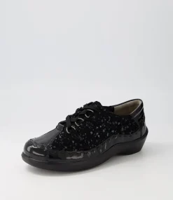 Allsorts Xw Black Sparkle Lace Up Flats