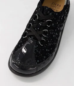 Allsorts Xw Black Sparkle Lace Up Flats