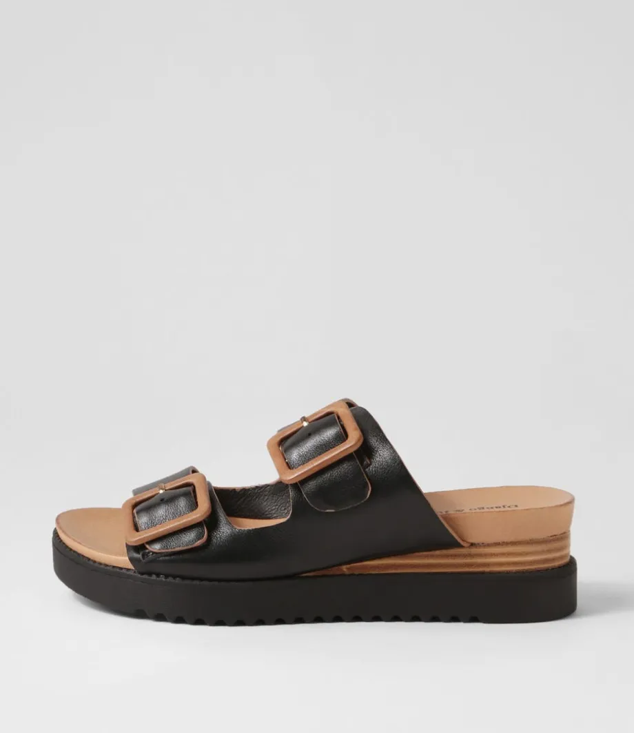 Alphie Black Tan Leather Mules