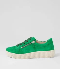 Amelia Verde Beige Suede Sneakers