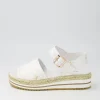 Amillent White Gold Flower Leather Espadrilles