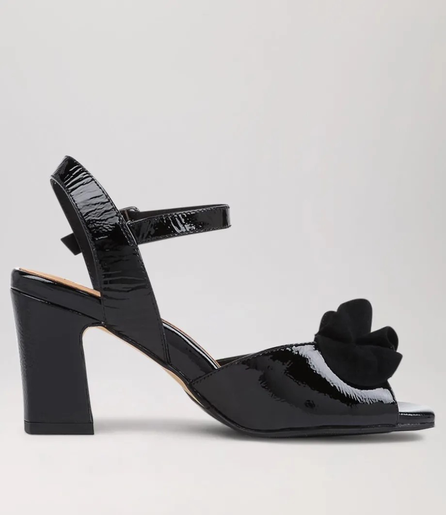Antonia W Black Patent Suede Sandals