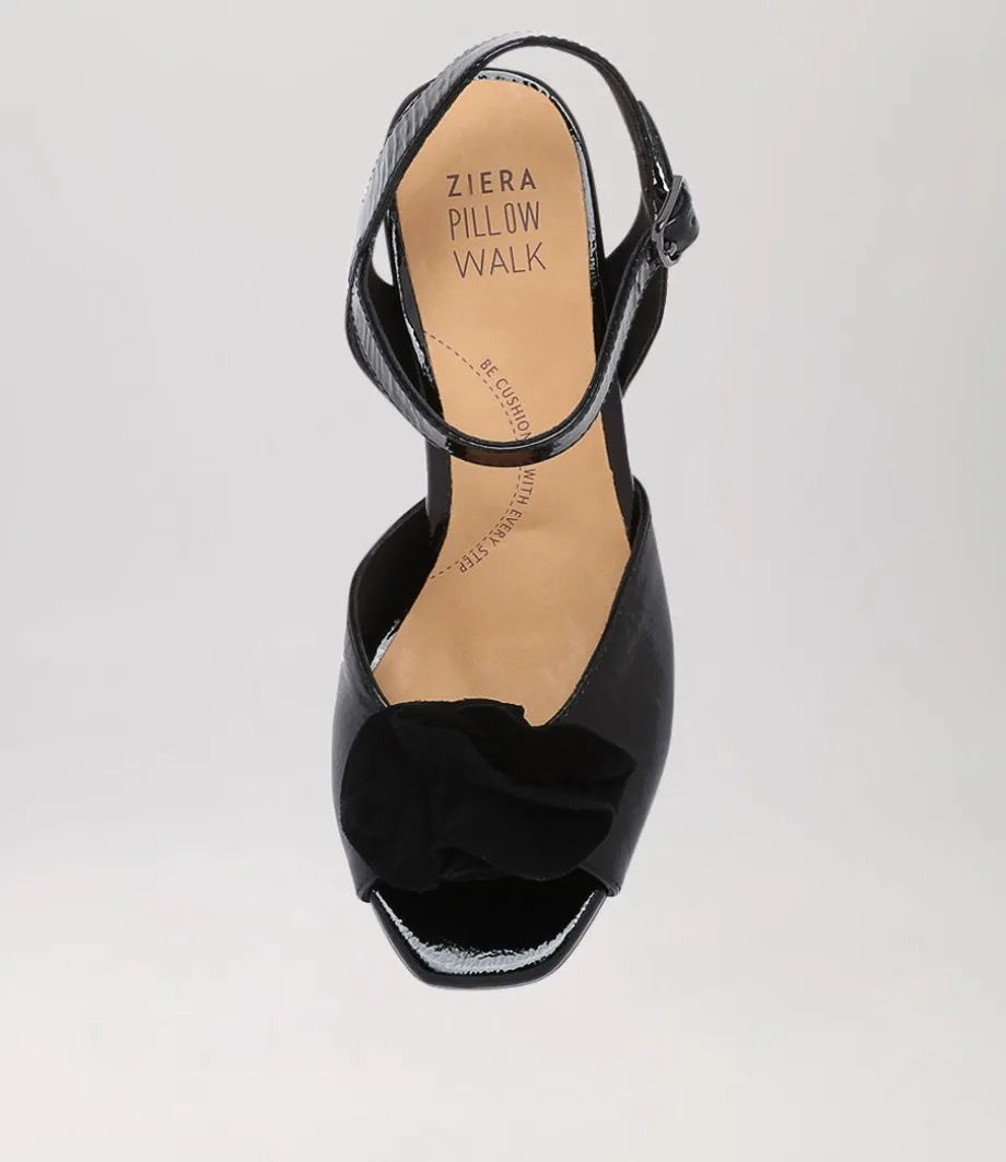 Antonia W Black Patent Suede Sandals