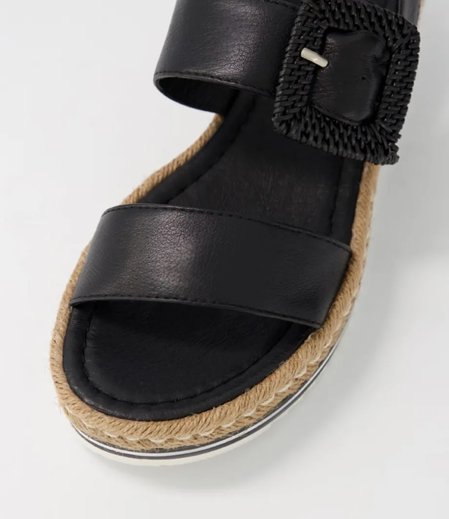 Antons Black Leather Espadrilles