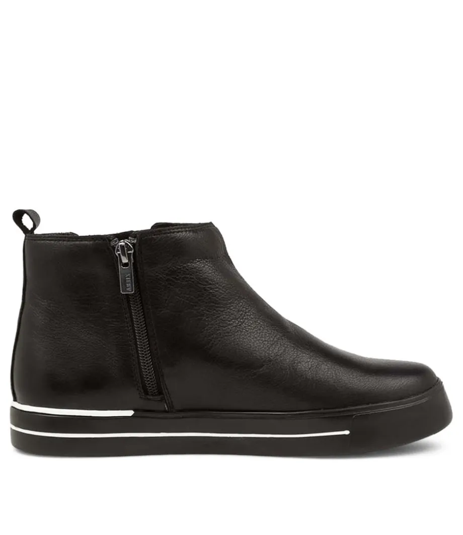 Arianah W Black Leather Ankle Boots Bs
