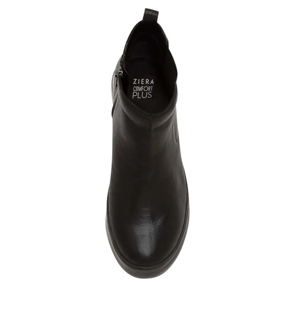 Arianah W Black Leather Ankle Boots Bs