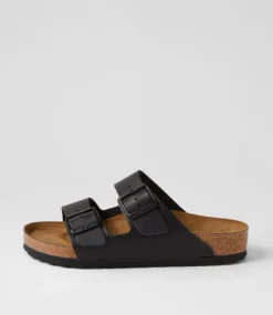 Arizona Black Leather Slides