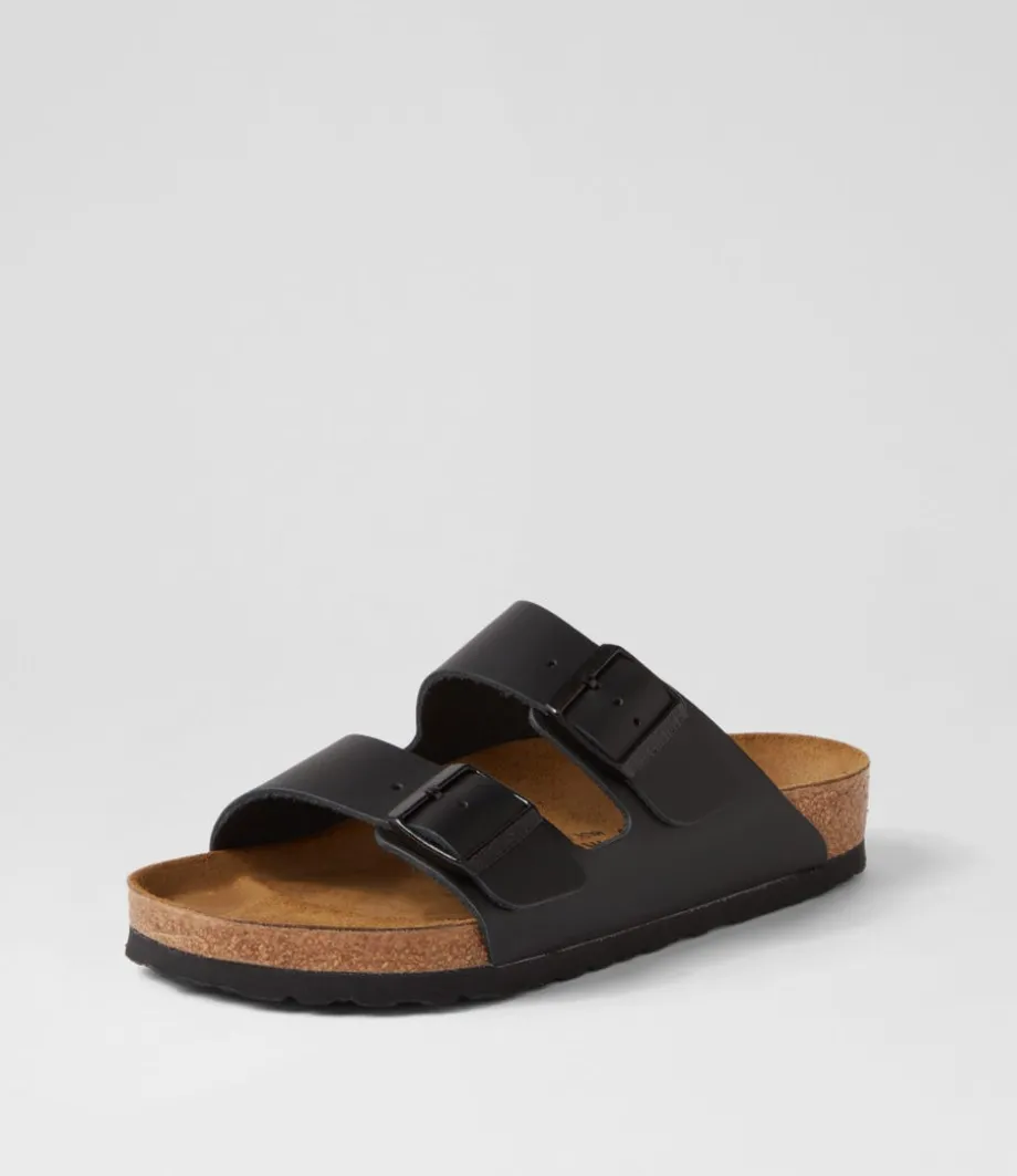 Arizona Black Leather Slides