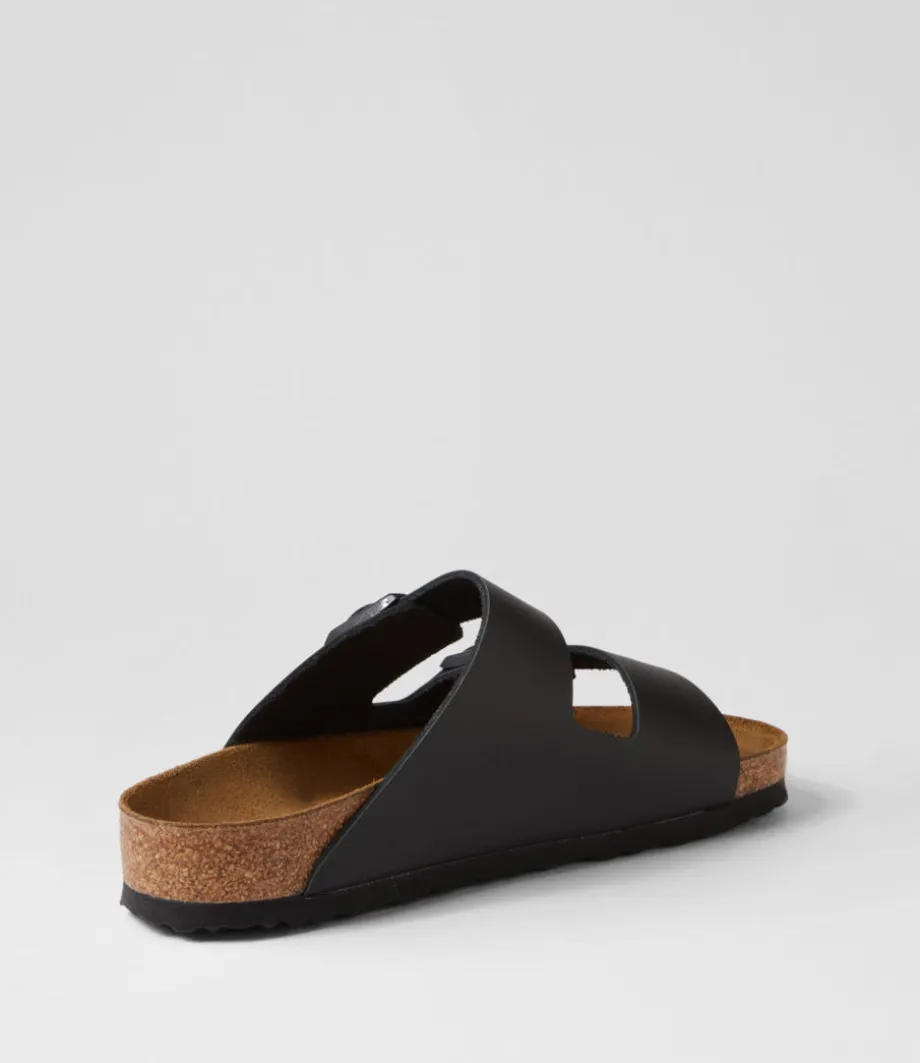 Arizona Black Leather Slides