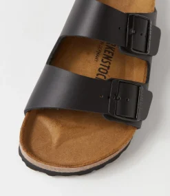 Arizona Black Leather Slides
