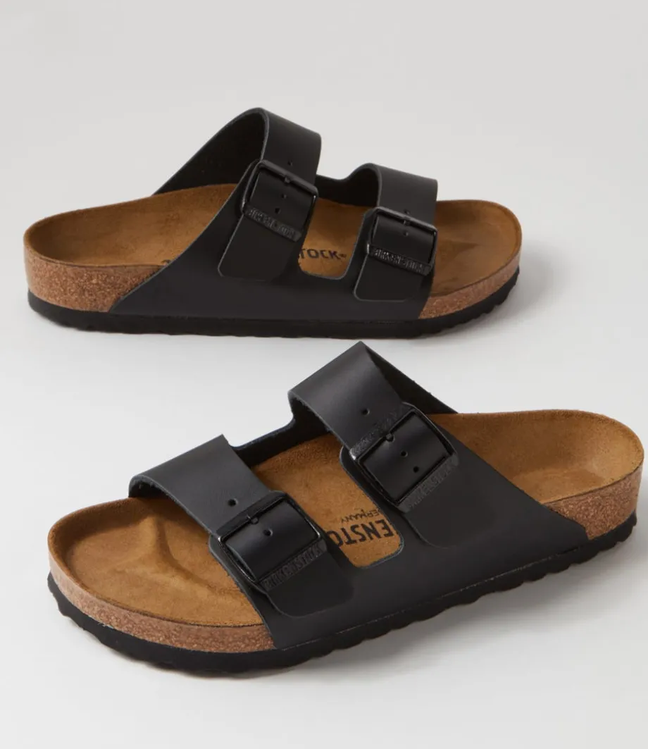 Arizona Black Leather Slides