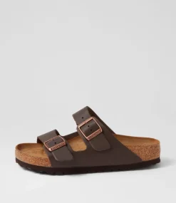 Arizona Brown Leather Slides