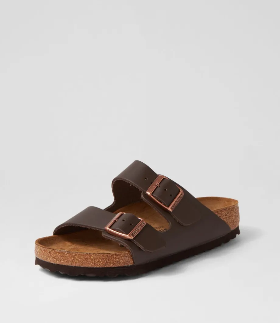 Arizona Brown Leather Slides