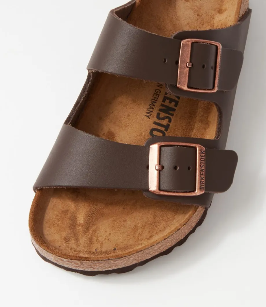 Arizona Brown Leather Slides