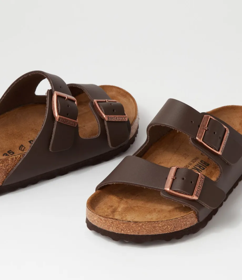 Arizona Brown Leather Slides