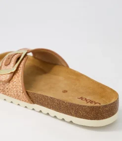 Arnell Peach Raffia Slides