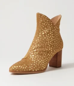 Astronomy Gold Dot Leopard Pony Ankle Boots