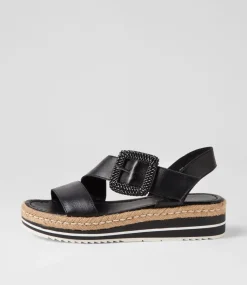 Atory Black Leather Espadrilles